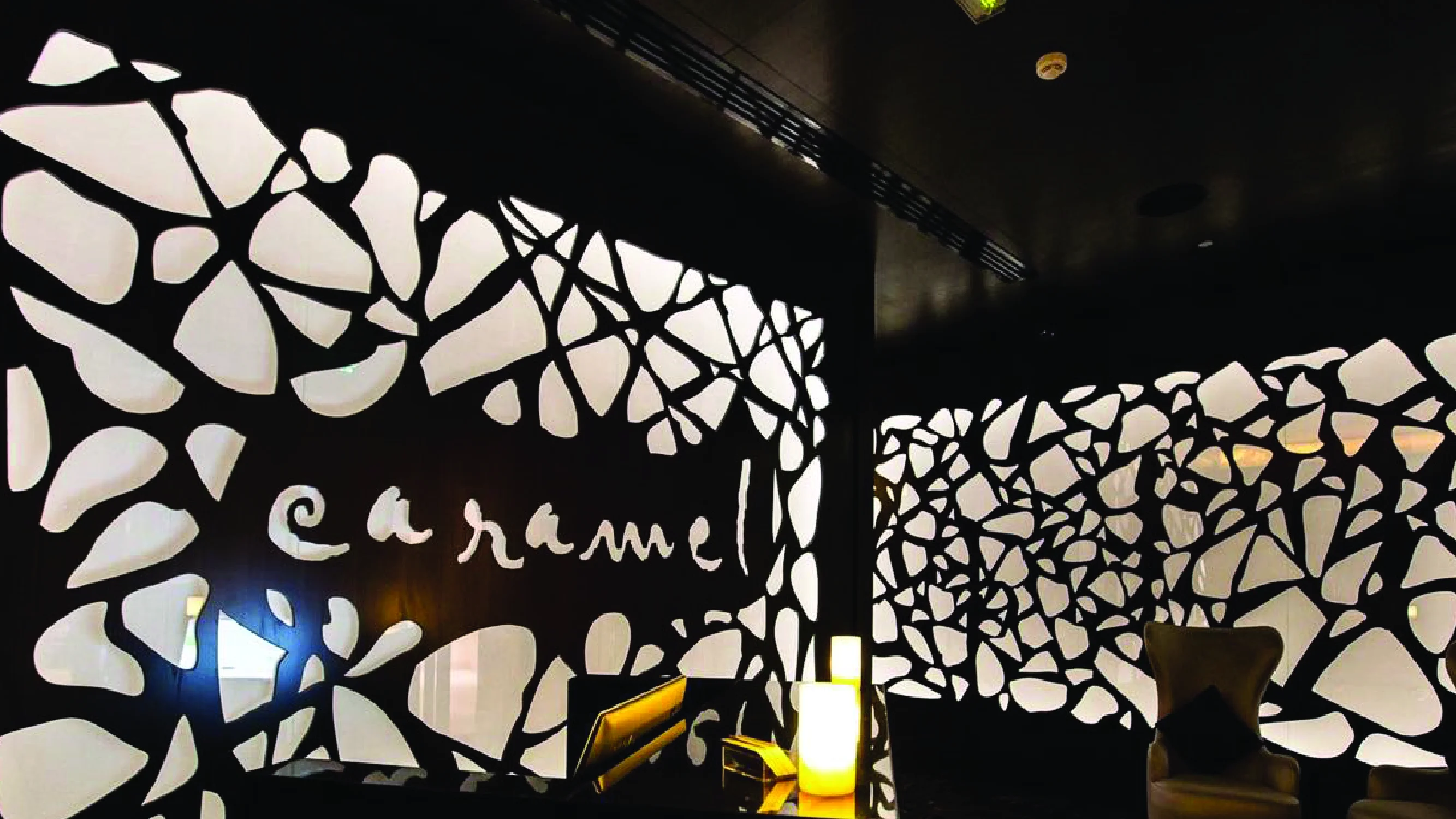 Caramel restaurant interior wall