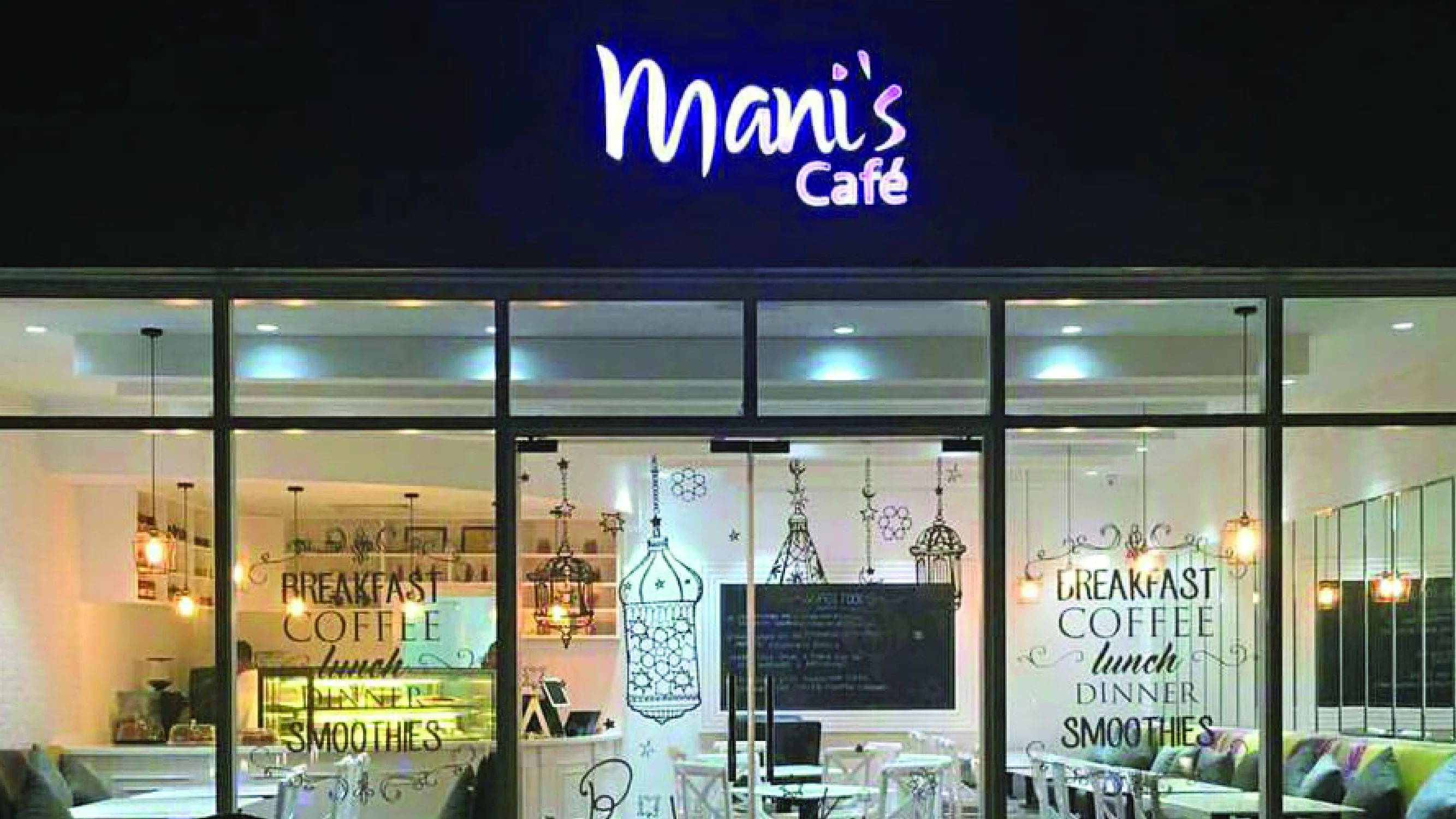 Mani cafe exterior LED